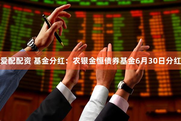 爱配配资 基金分红:农银金恒债券基金6月30日分红