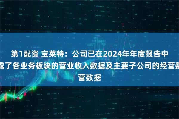 第1配资 宝莱特：公司已在2024年年度报告中披露了各业务板块的营业收入数据及主要子公司的经营数据